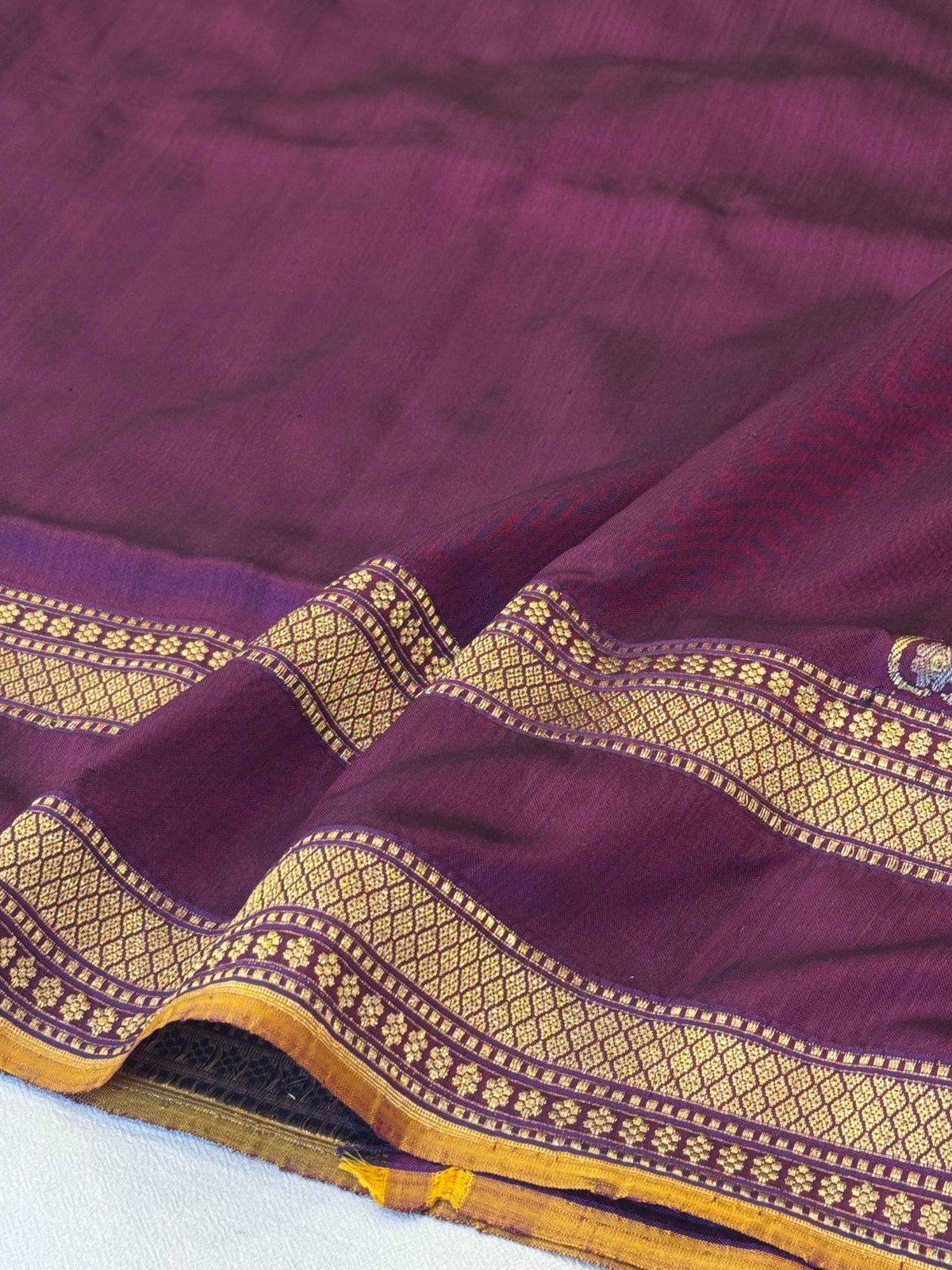 Wine Katan Silk Saree — Kadwa Plain Konia