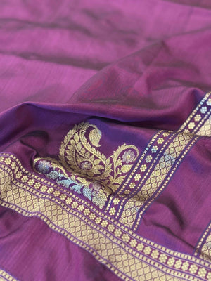 Wine Katan Silk Saree — Kadwa Plain Konia