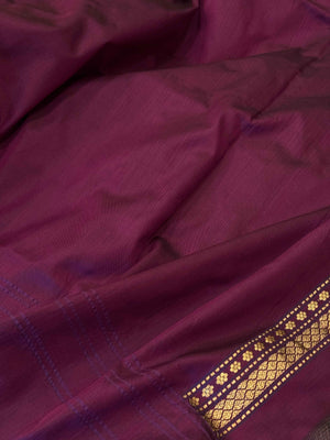 Wine Katan Silk Saree — Kadwa Plain Konia