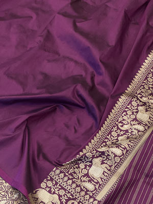 Wine Katan Silk Saree - Kadwa Shikargh