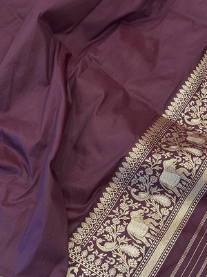 Maroon Katan Silk Saree - Kadwa Shikargh