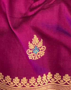 Magenta Katan Silk Saree — Kadwa Booti
