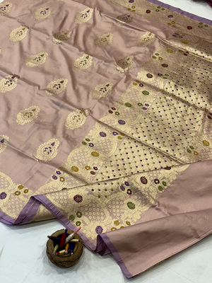 Light Pink Katan Silk Saree — Kadwa Booti