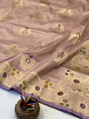 Light Pink Katan Silk Saree — Kadwa Booti