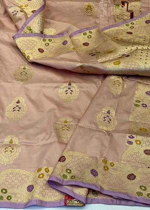 Light Pink Katan Silk Saree — Kadwa Booti