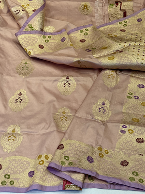 Light Pink Katan Silk Saree — Kadwa Booti
