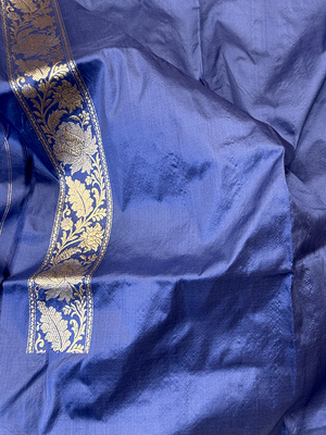 Blue Katan Silk Saree — Kadwa Meena Booti