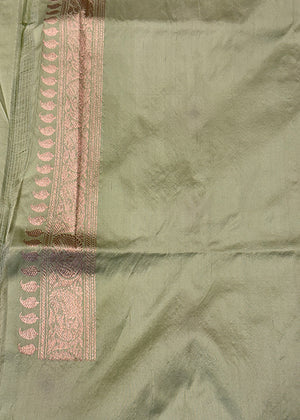 Light Green Katan Silk Saree — Kadwa Booti