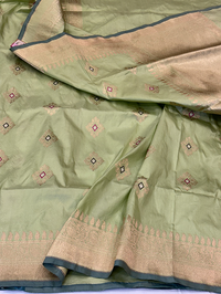 Light Green Katan Silk Saree — Kadwa Booti