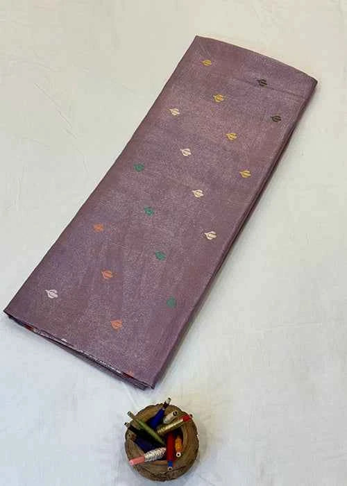 Purple Tissue Silk Saree — Kadwa Booti