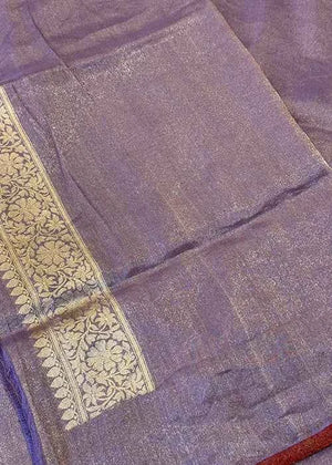 Purple Tissue Silk Saree — Kadwa Booti