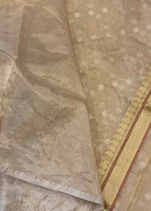 Golden Tissue Silk Saree — Kadwa Booti