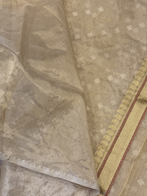 Golden Tissue Silk Saree — Kadwa Booti