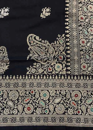 Black Katan Silk Saree — Kadwa Boota
