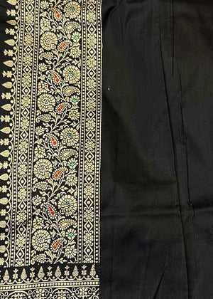 Black Katan Silk Saree — Kadwa Boota