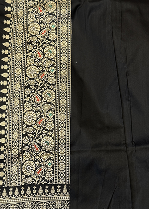 Black Katan Silk Saree — Kadwa Boota