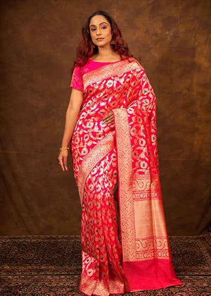 Hot Pink Katan Silk Saree
