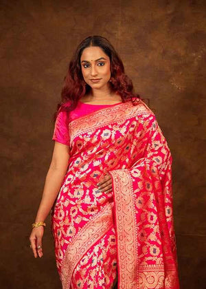 Hot Pink Katan Silk Saree