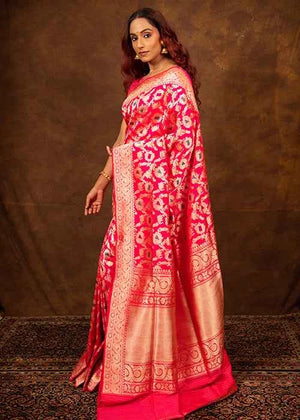 Hot Pink Katan Silk Saree
