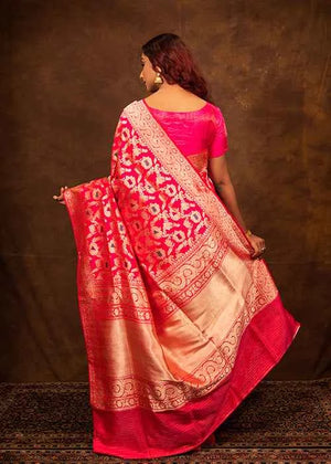 Hot Pink Katan Silk Saree