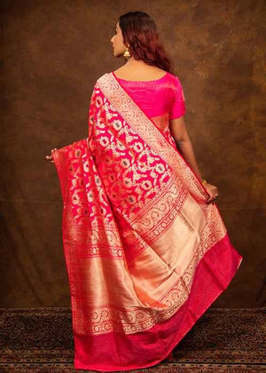 Hot Pink Katan Silk Saree