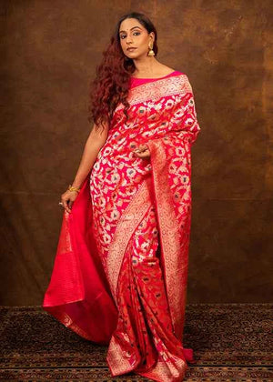 Hot Pink Katan Silk Saree