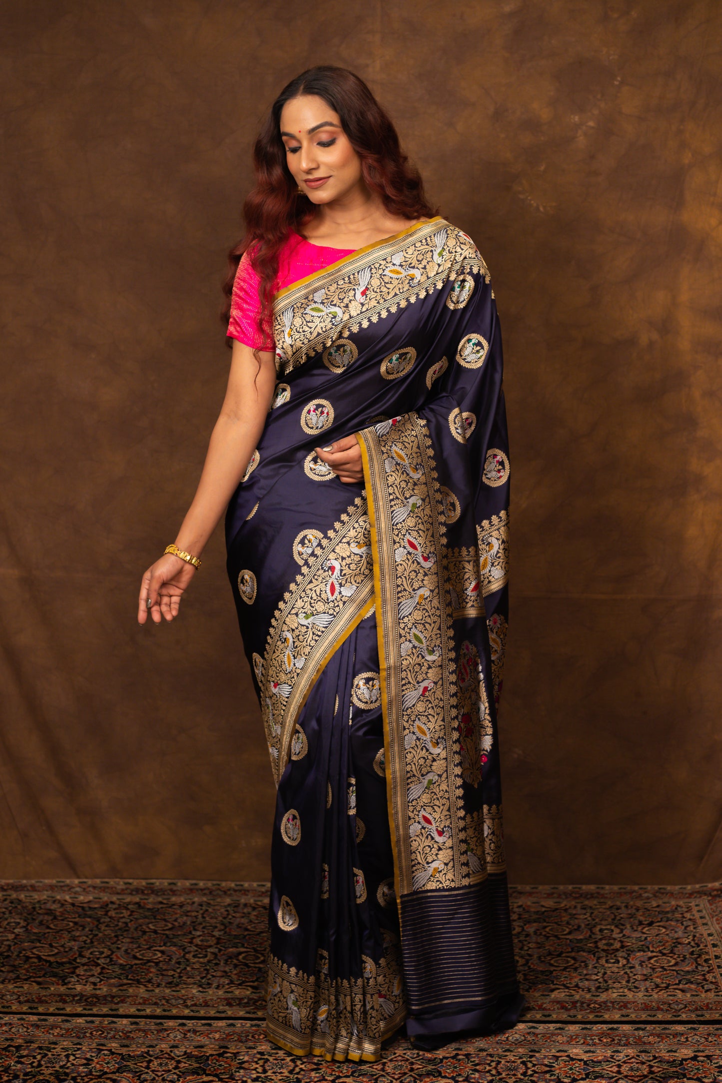 Blue Saree Katan Silk Handwoven - Panaya 