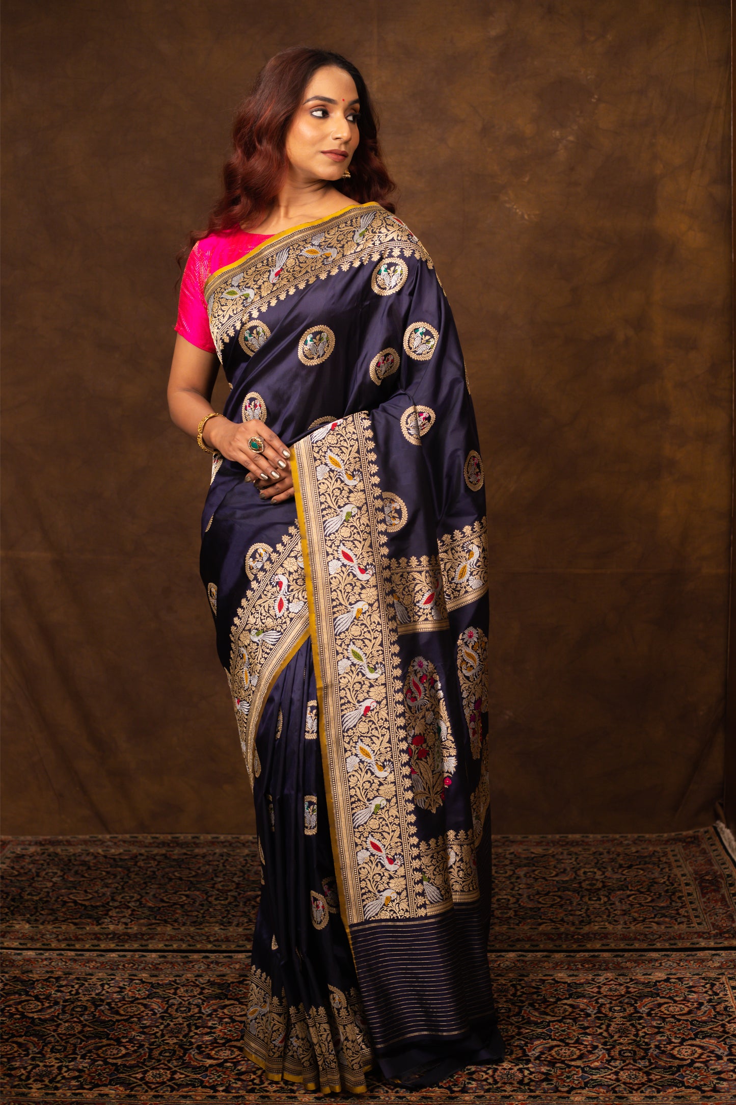 Blue Saree Katan Silk Handwoven - Panaya 