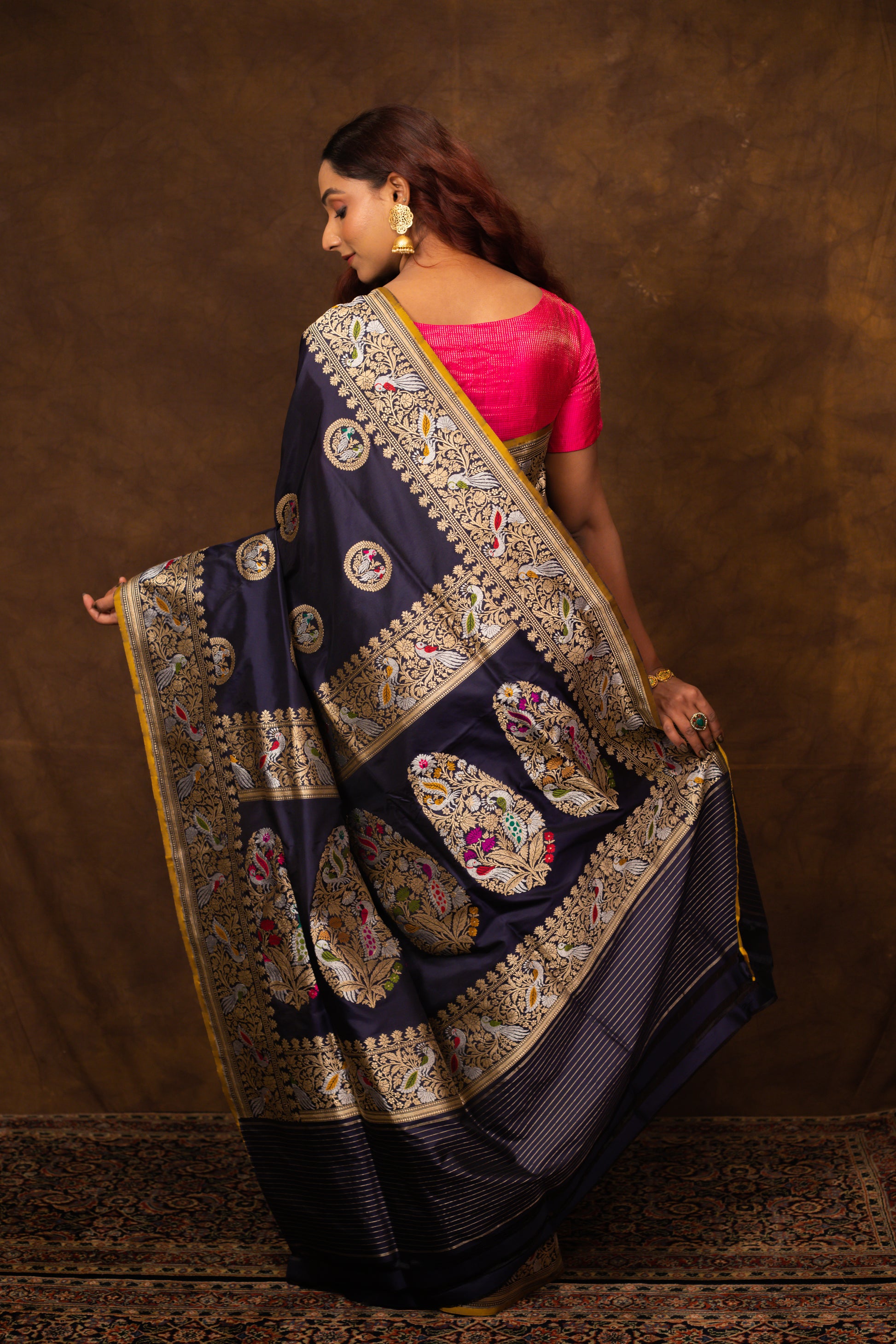 Blue Saree Katan Silk Handwoven