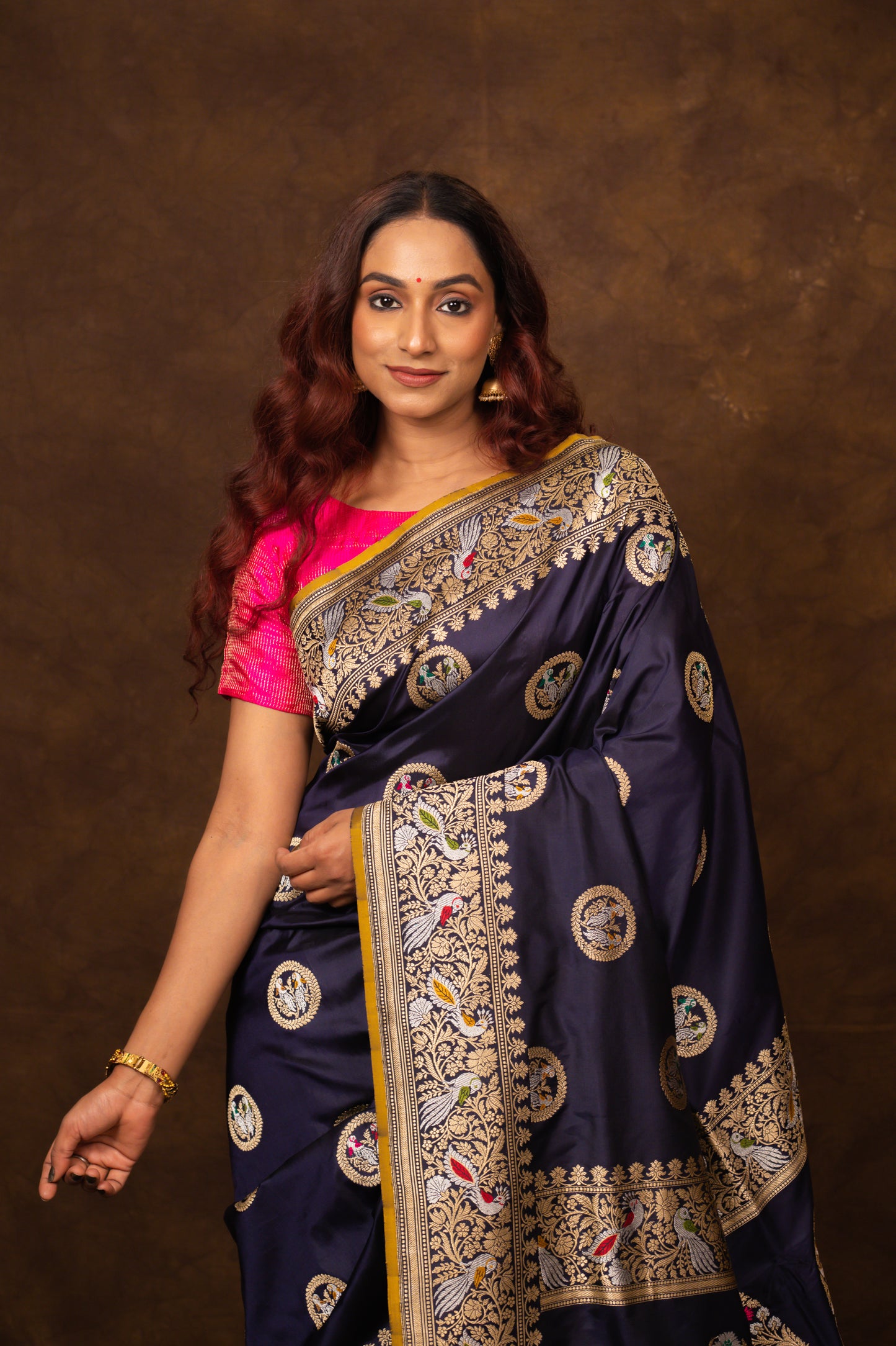 Blue Saree Katan Silk Handwoven - Panaya 