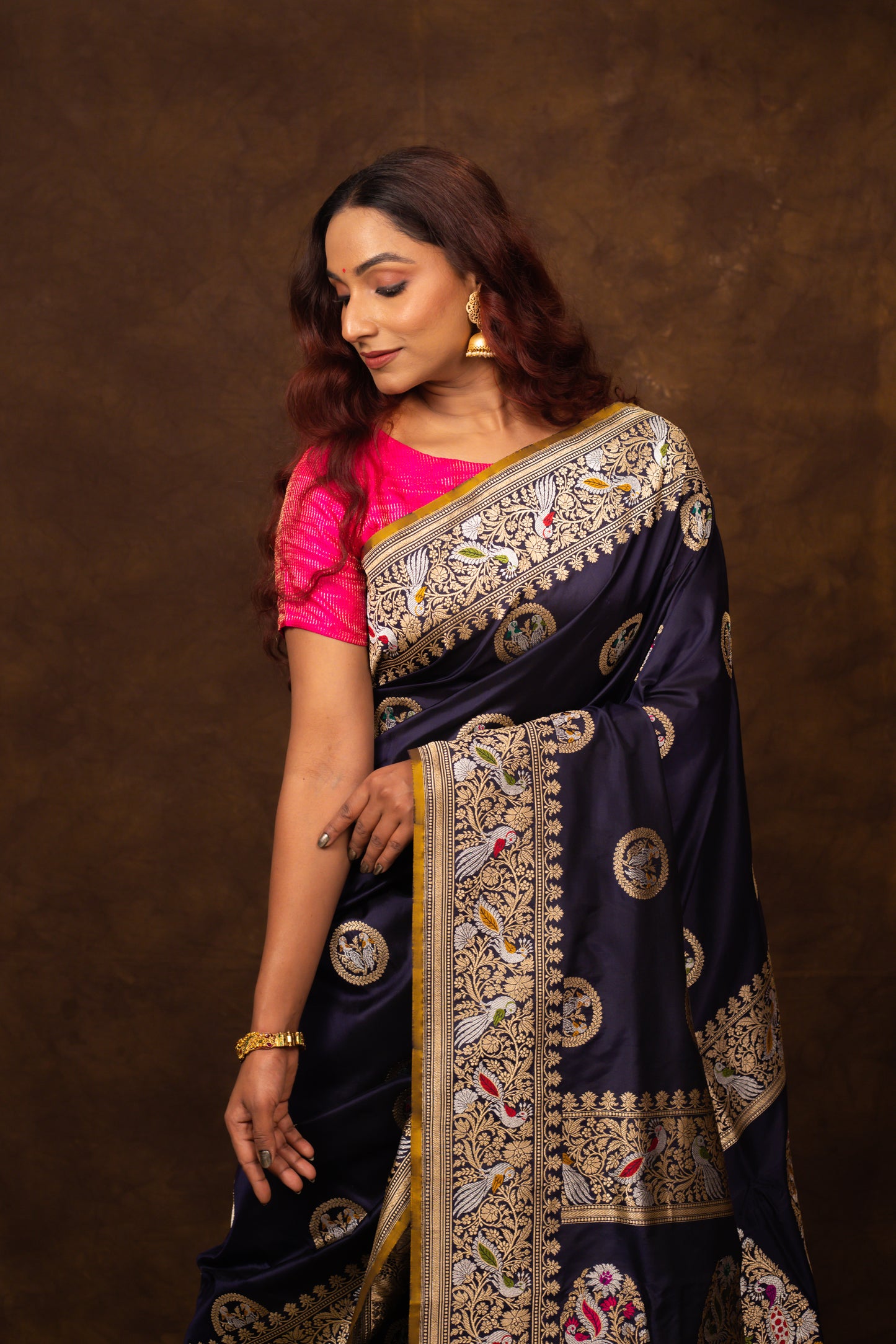 Blue Saree Katan Silk Handwoven - Panaya 