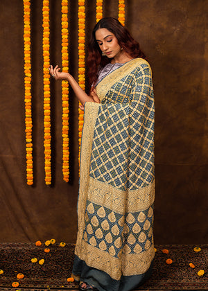 Grey Organza Silk Saree