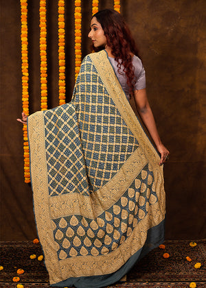 Grey Organza Silk Saree