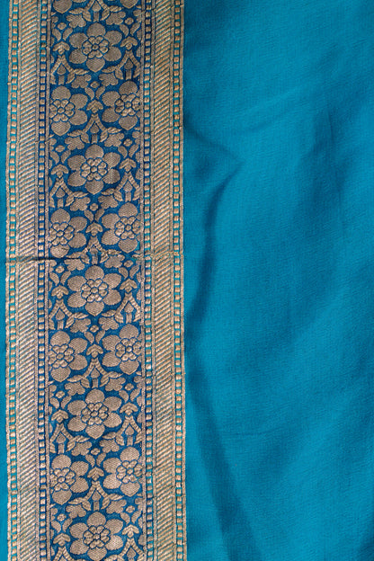 Teal Saree Georgette Khaddi Silk