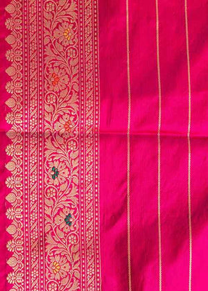 Hot Pink Katan Silk Saree — Kadwa Meena Jaal