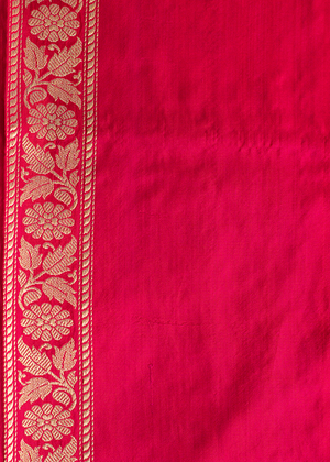 Hot Pink Katan Silk Saree — Kadwa Meena Jaal