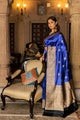 Royal Blue Handwoven Kadwa Katan Silk Saree