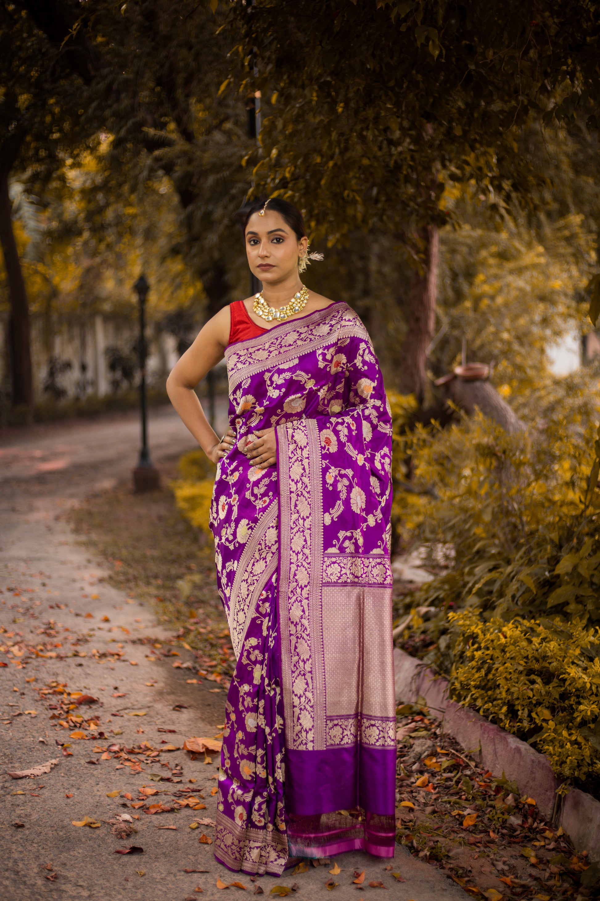 Purple Saree Katan Silk Handwoven