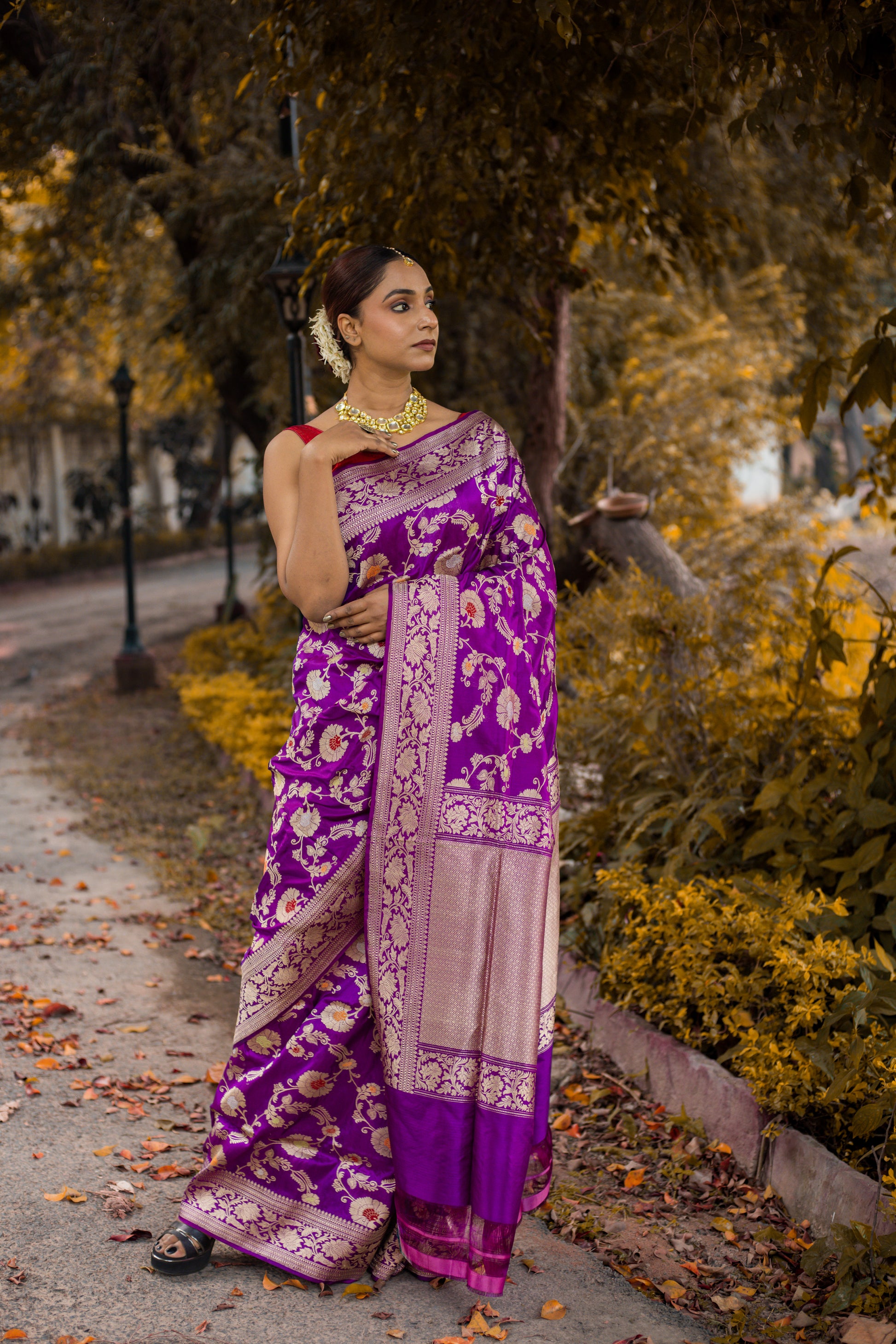 Purple Saree Katan Silk Handwoven