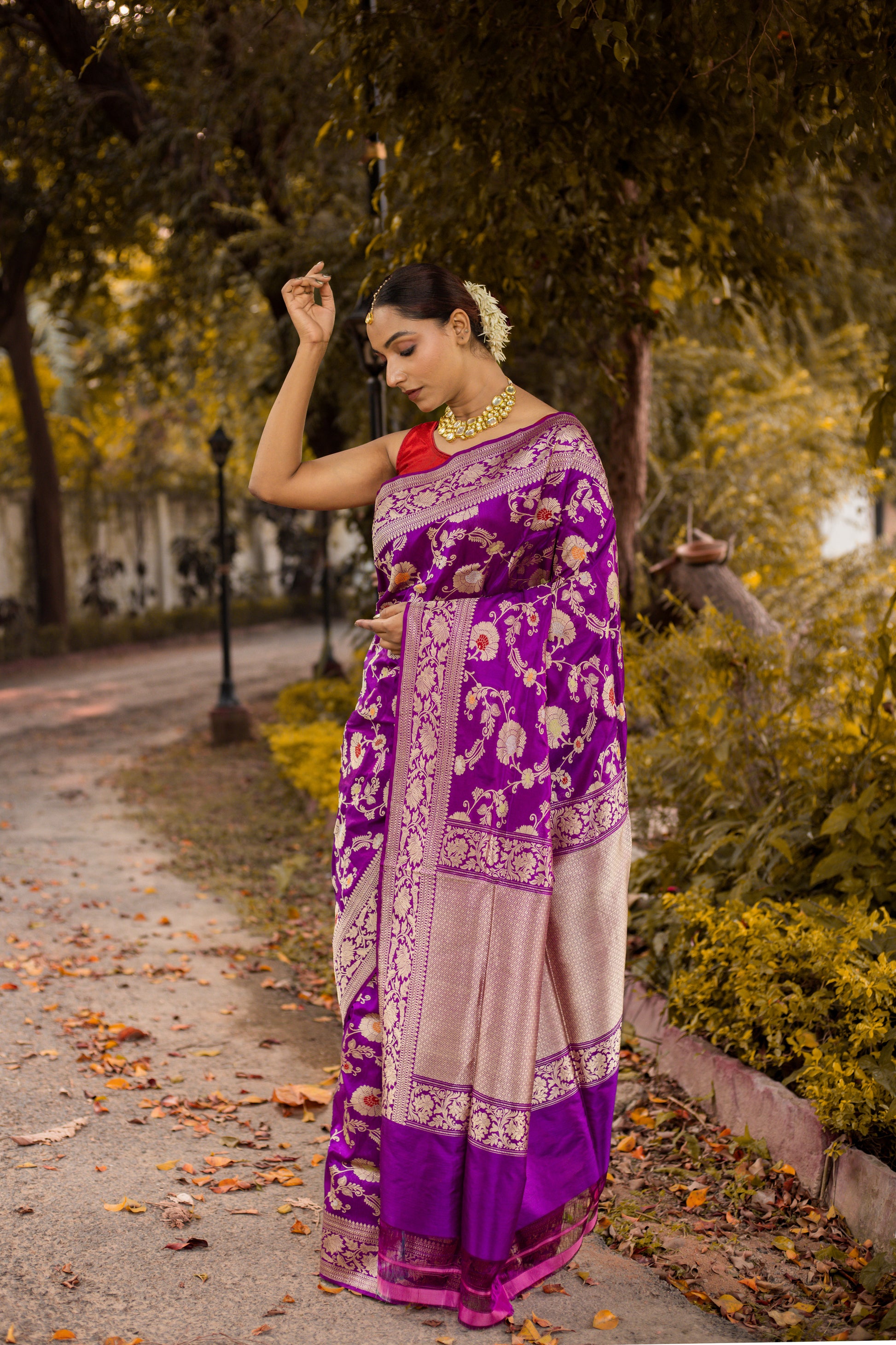 Purple Saree Katan Silk Handwoven