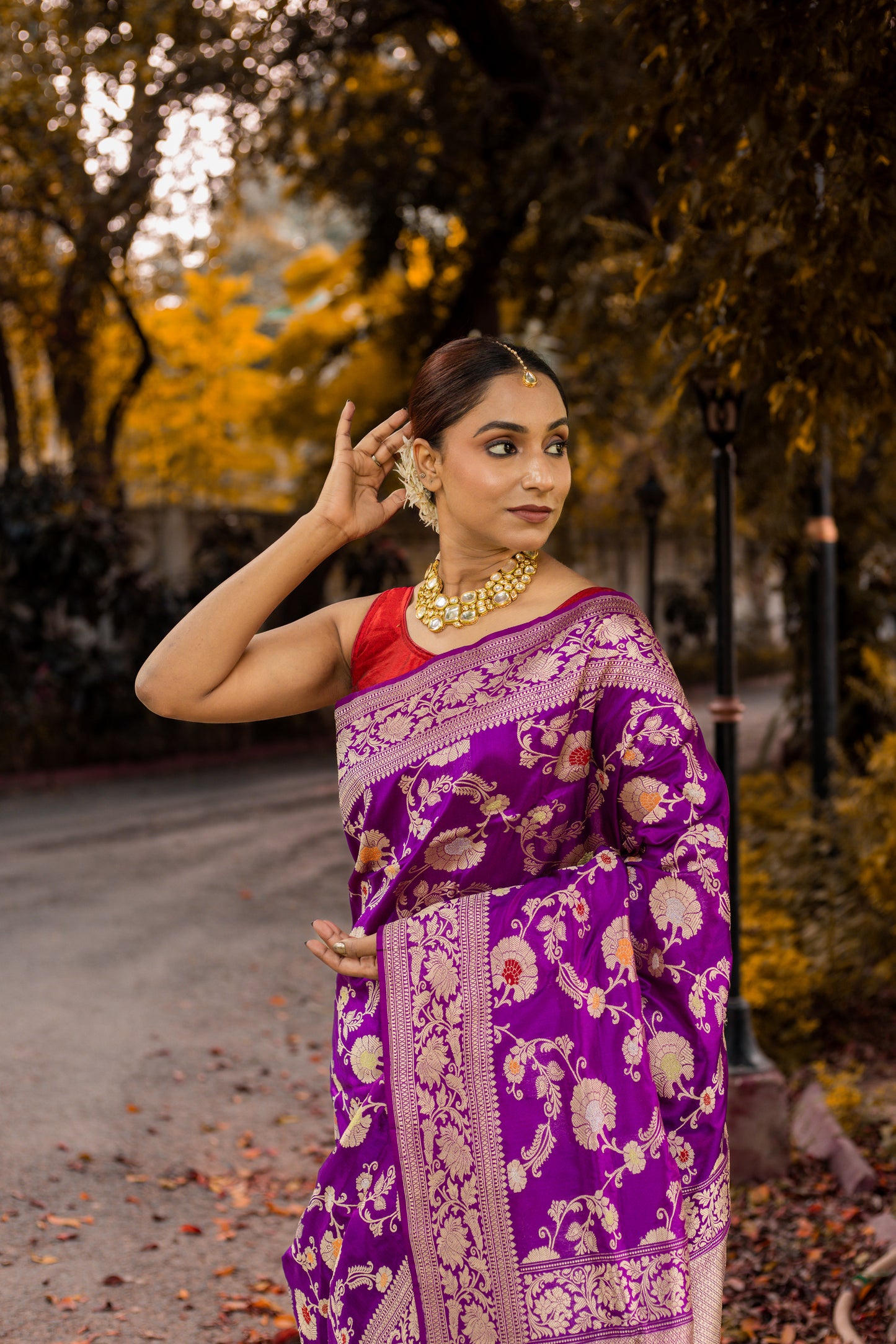 Purple Saree Katan Silk Handwoven - Panaya 