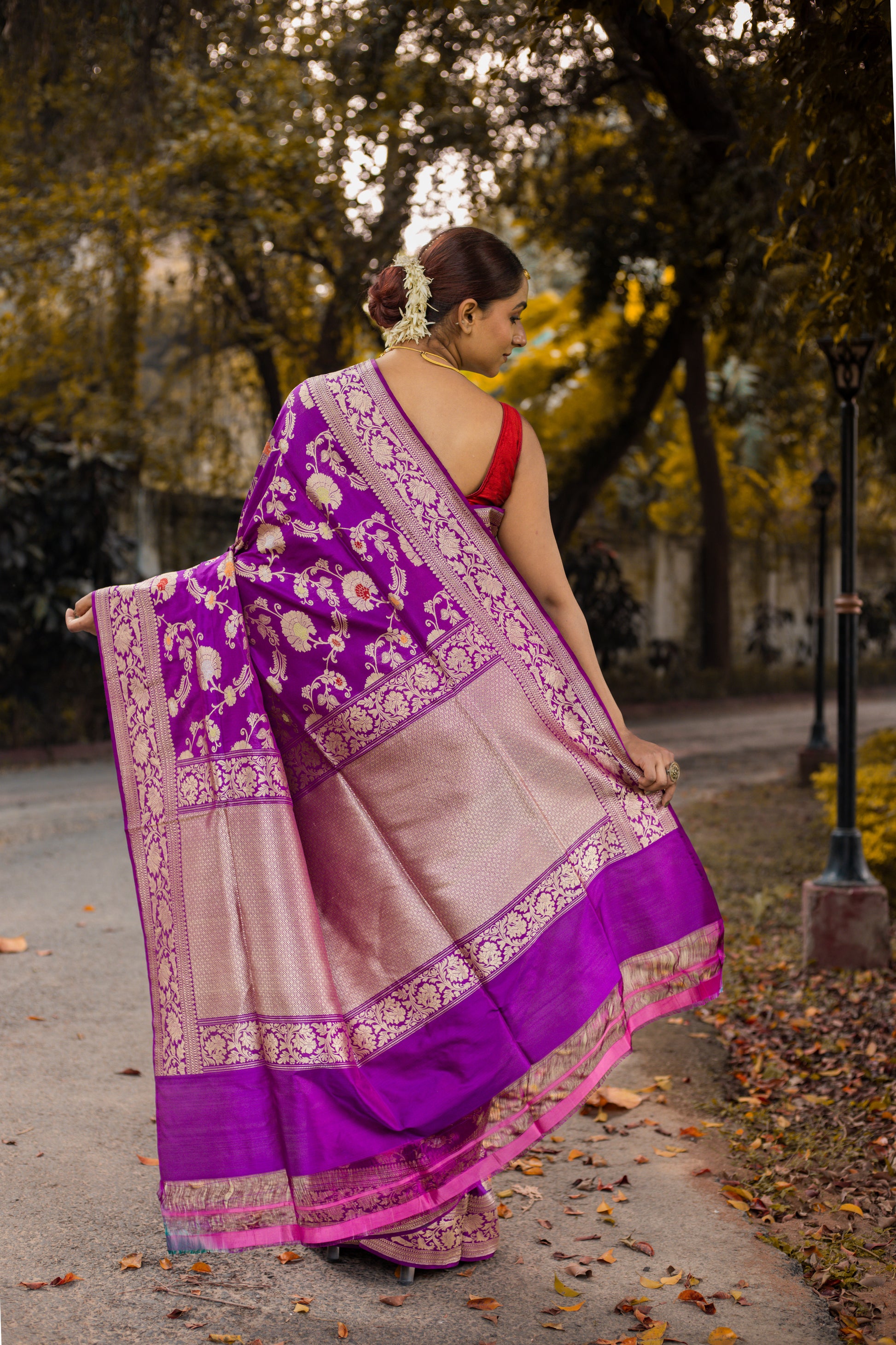 Purple Saree Katan Silk Handwoven