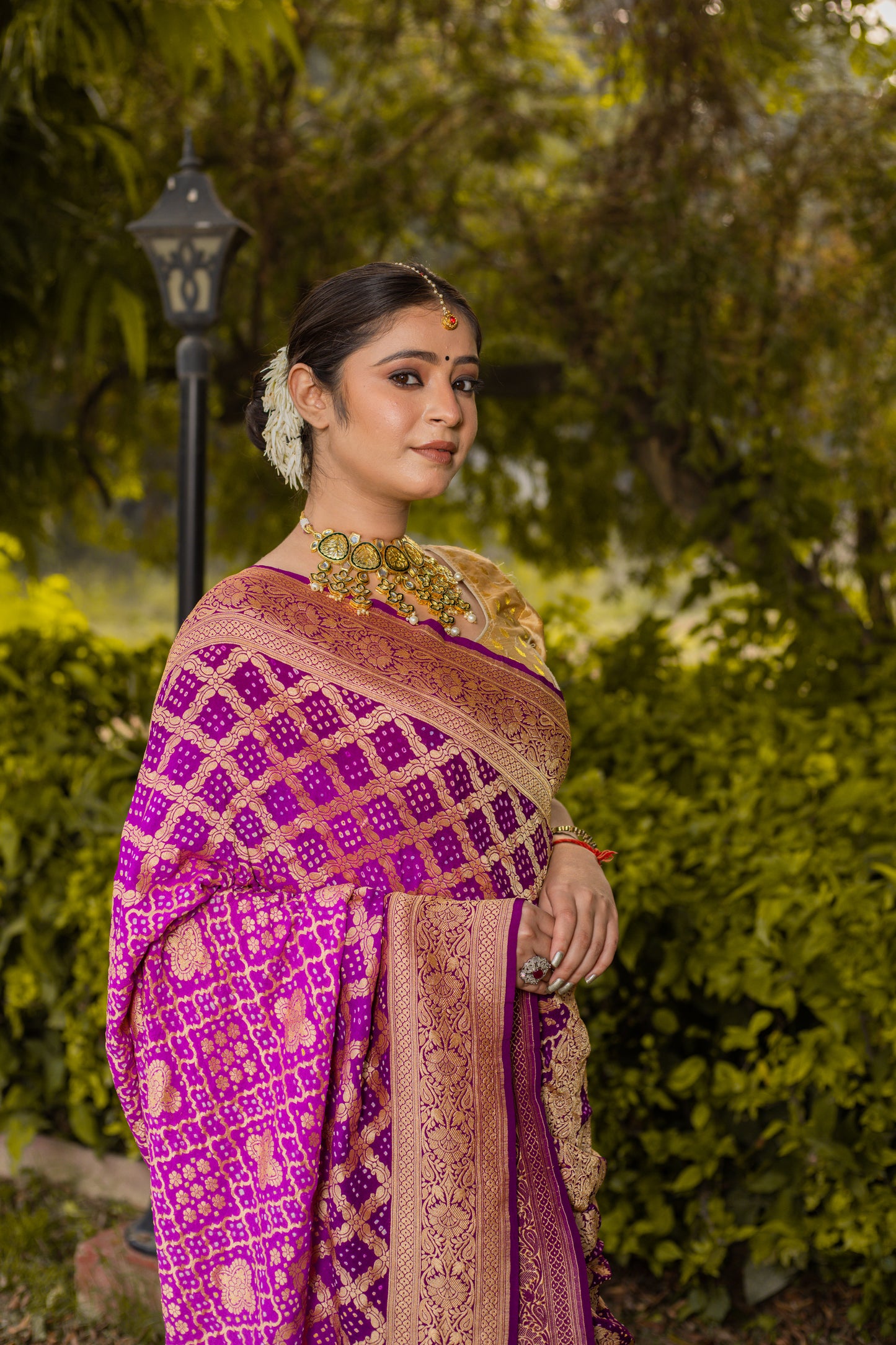 Pink Saree Georgette Silk Bandhani - Panaya 