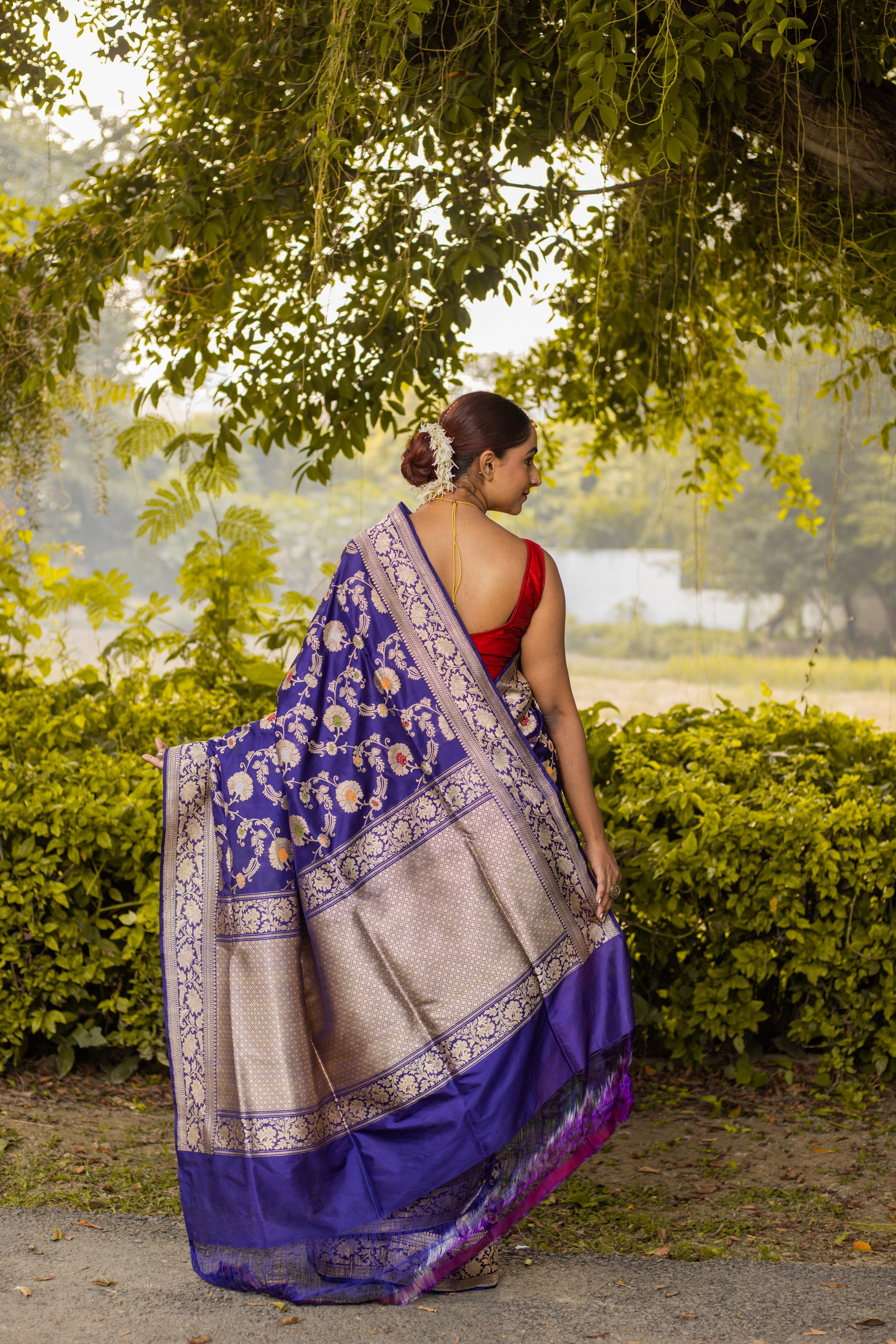 Royal Blue Saree Katan Silk Handwoven