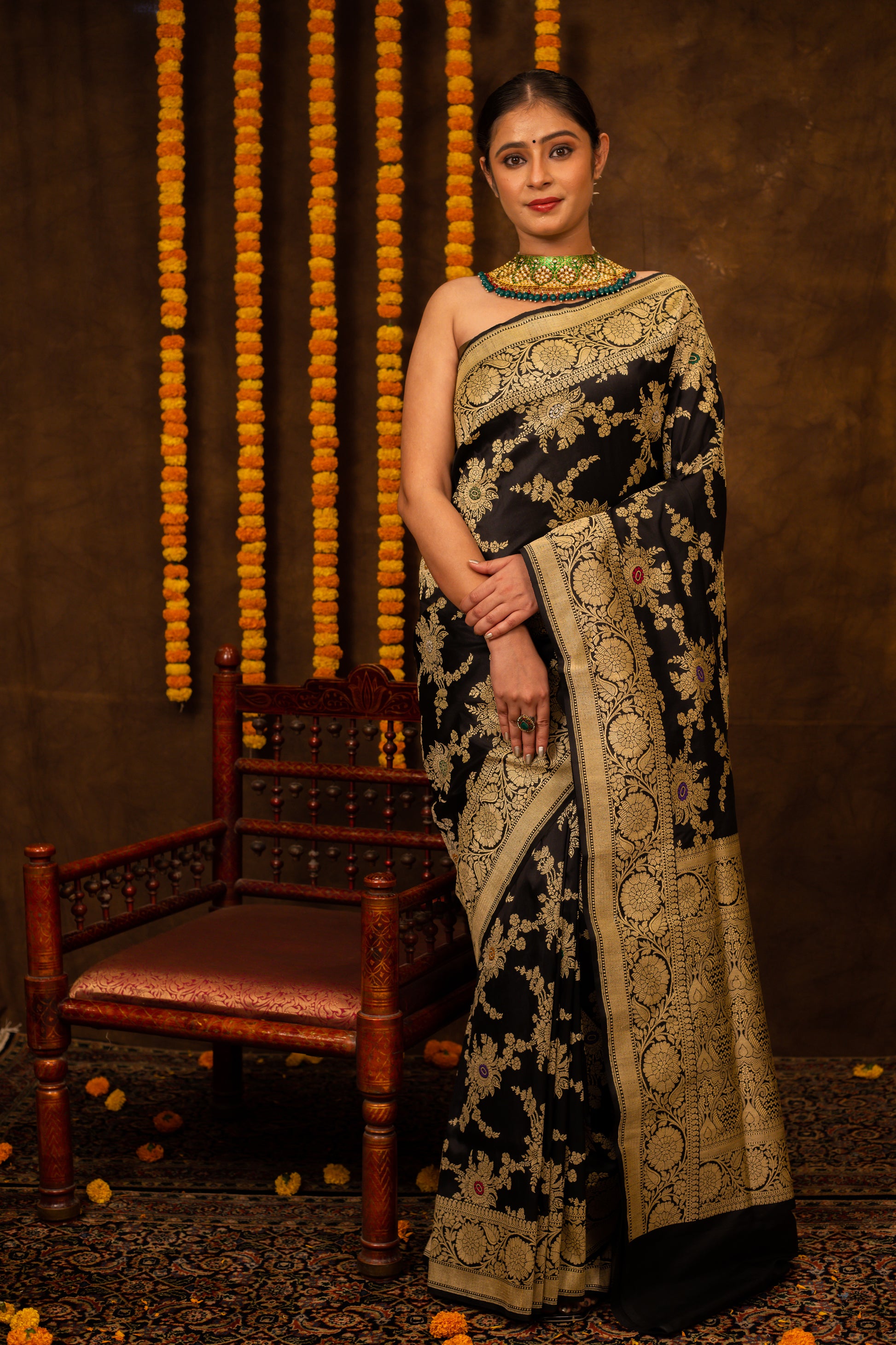 Black Saree Katan Silk Handwoven