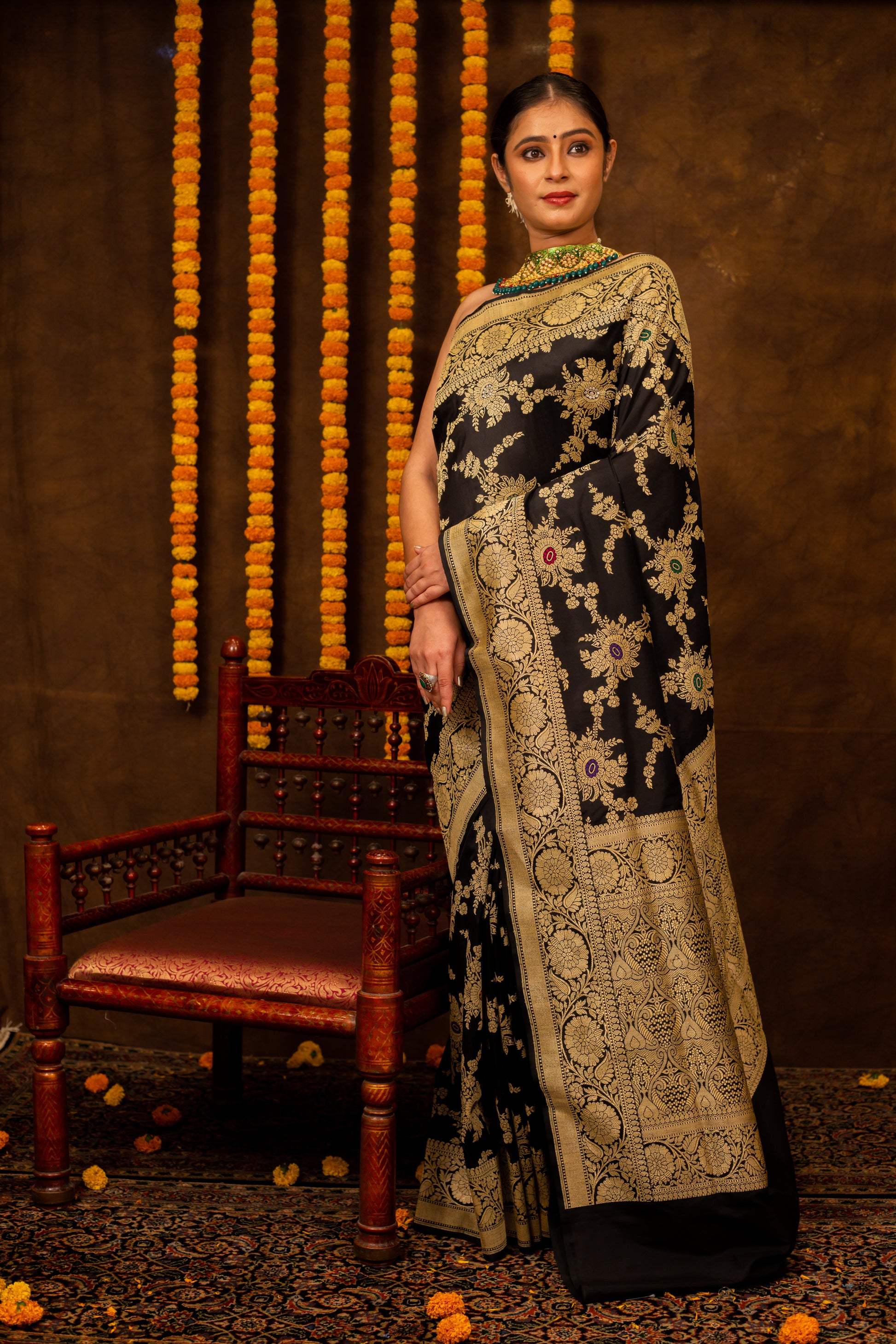 Black Saree Katan Silk Handwoven