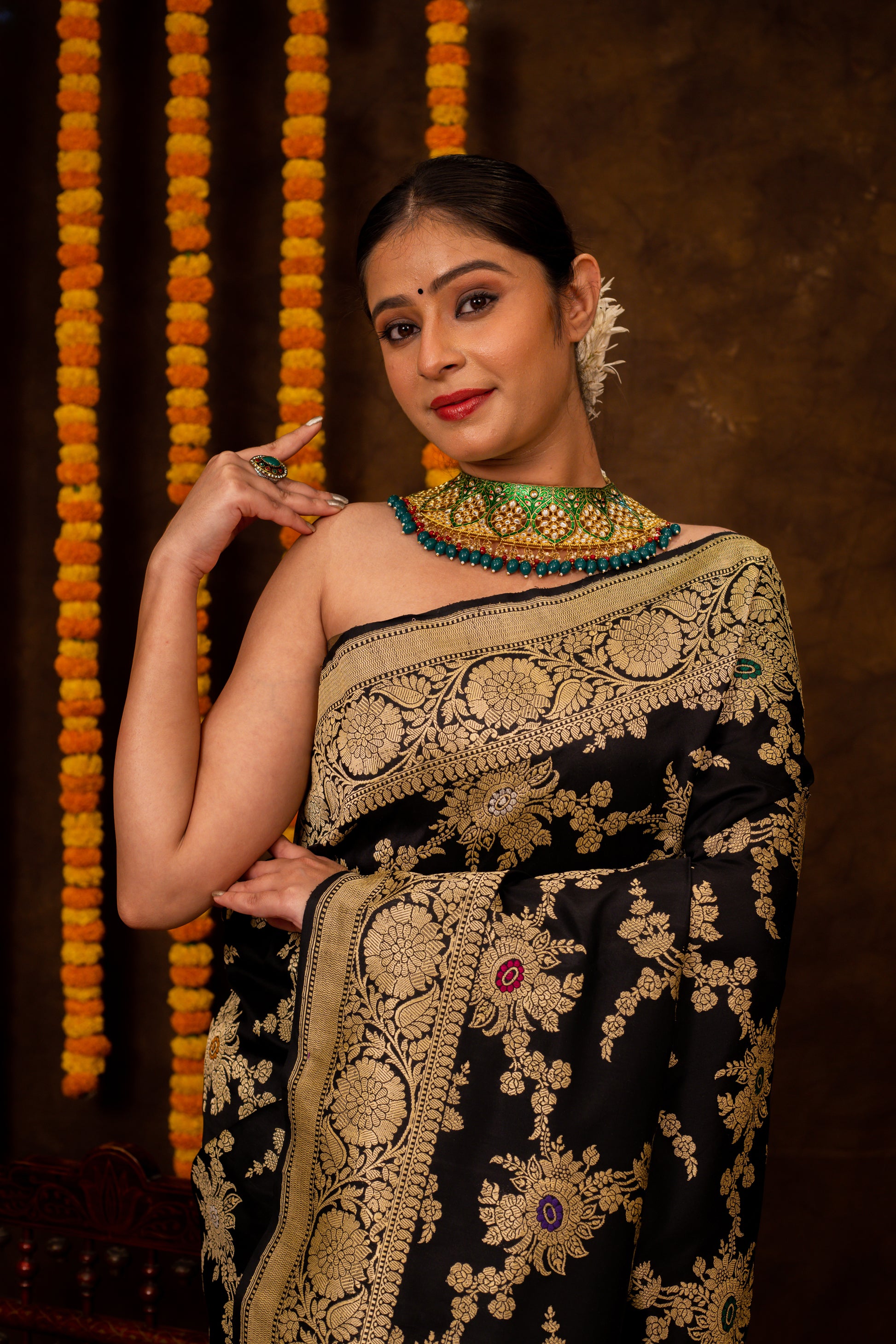 Black Saree Katan Silk Handwoven