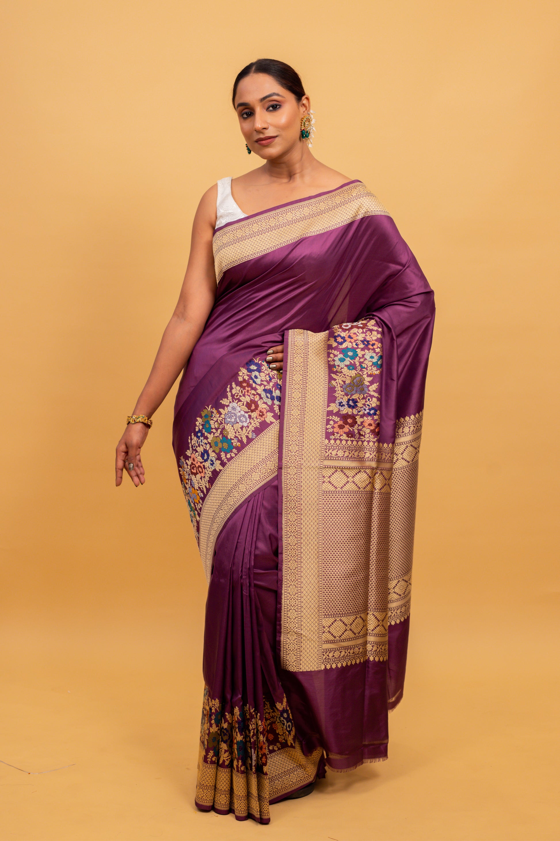 Magenta Saree Katan Silk Handwoven