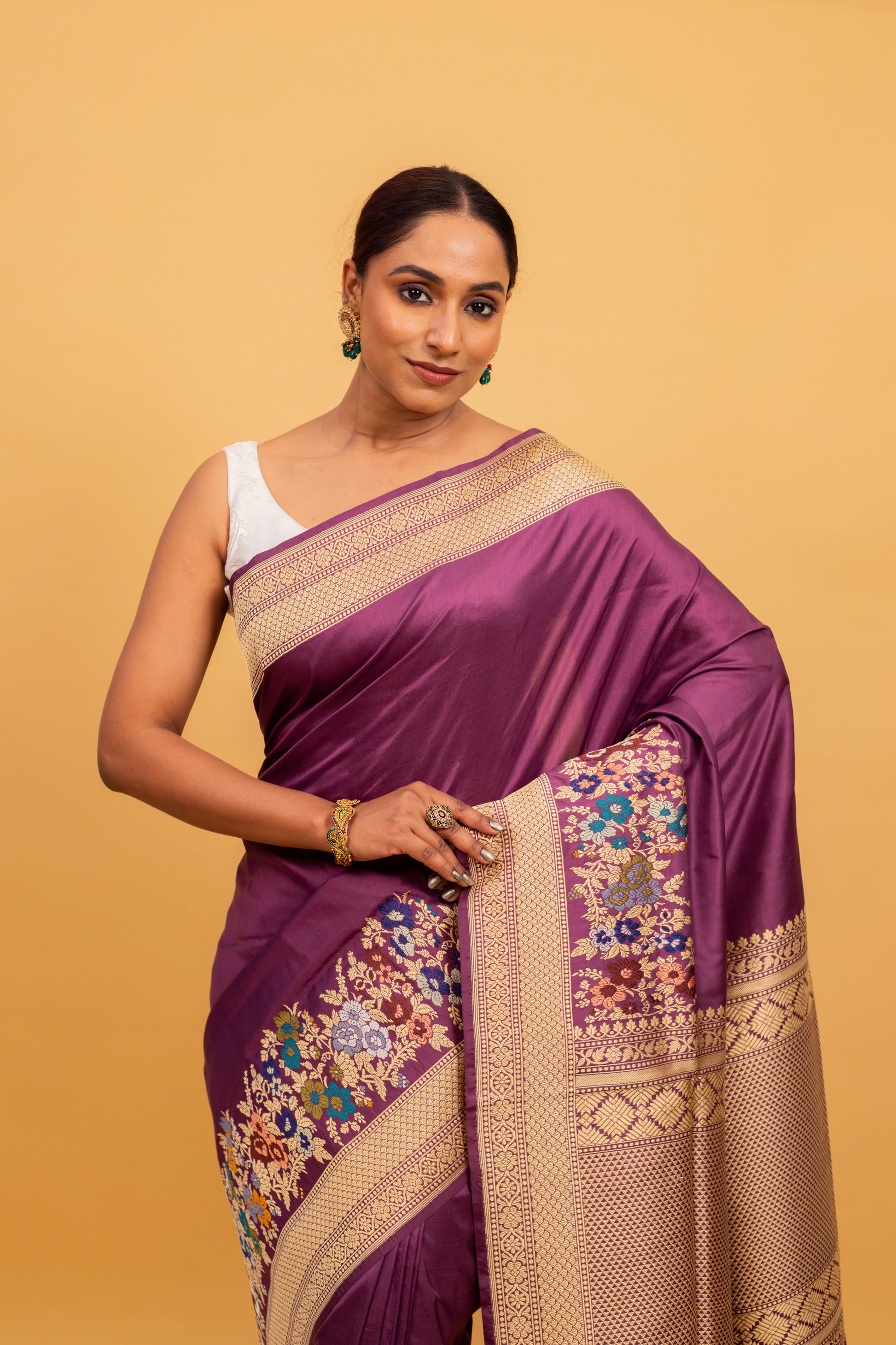 Magenta Saree Katan Silk Handwoven