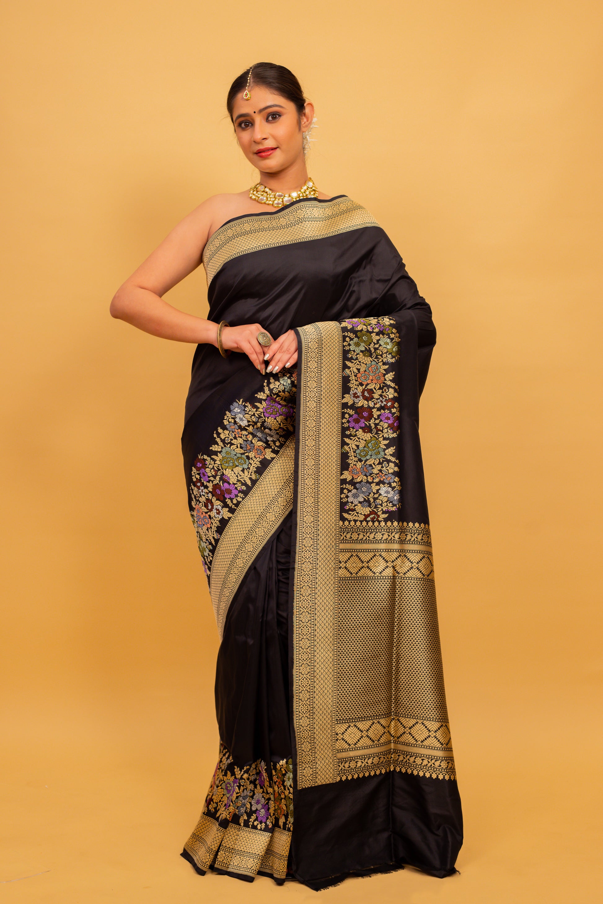 Black Saree Katan Silk Handwoven